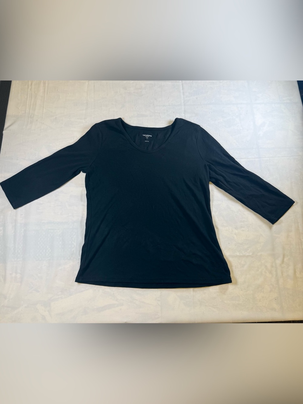 Liz Claiborne Black Scoop Neck 3/4 Sleeve Top